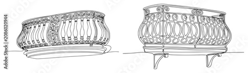 Obraz na plátne Classic balcony railings with decorative balusters in elegant continuous line ar