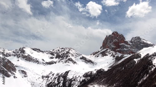 Aerial View of Snow-Covered Qicangou Mountains Sichuan China