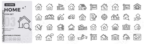 Obraz na plátně Home outline icon set