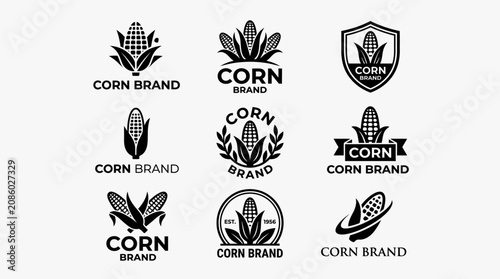 Black corn brand logos and agriculture emblems collection