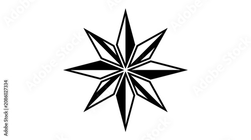 Black geometric star compass rose icon design