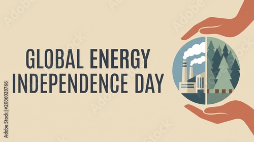 Global Energy Independence Day poster with hands holding globe