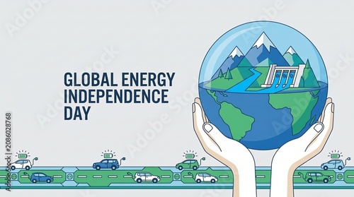 Global Energy Independence Day concept with hands holding the Earth