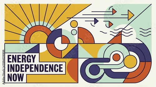 Abstract geometric illustration promoting clean energy independence and renewable resources