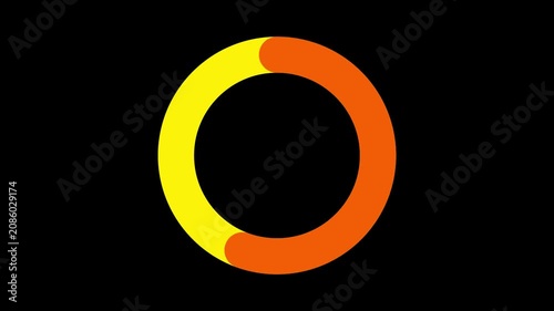 Colorful circular loading spinner animation on a black background. Features rotating segments. Perfect for modern UI design, wait screens, and buffering.