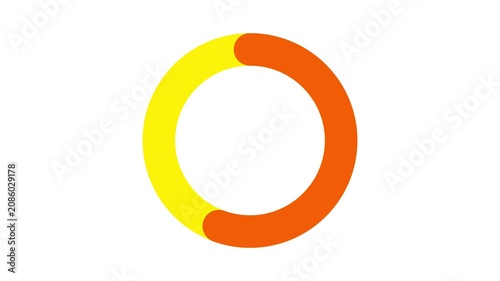 Colorful circular loading spinner animation on a white background. Features dynamic segments. Ideal for UI elements, buffering screens, and progress indicators.