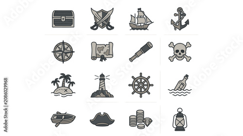 Konstfotografi Pirate symbols and icons set.