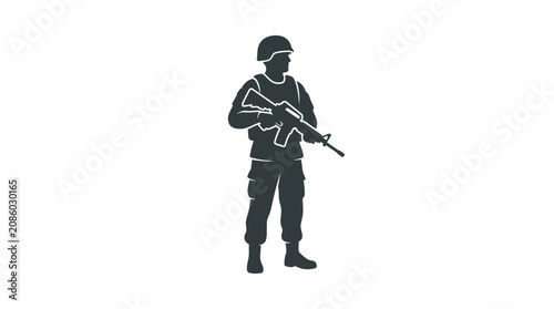 Canvastavla Soldier Holding a Rifle Weapon.