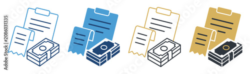 Foto clipboard payment receipt money documents outline icon set on transparent backgr