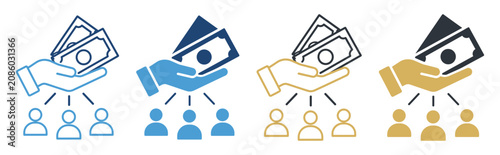 Quadro su tela donation hand giving money people set icon on transparent background
