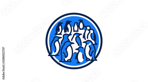 Tableau sur toile Penguins in a circular formation group.