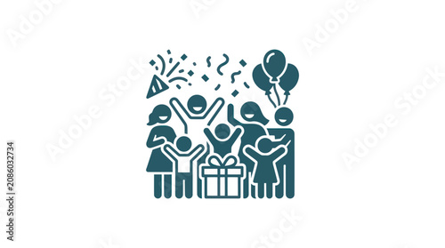 People Celebrating with Gift Box.