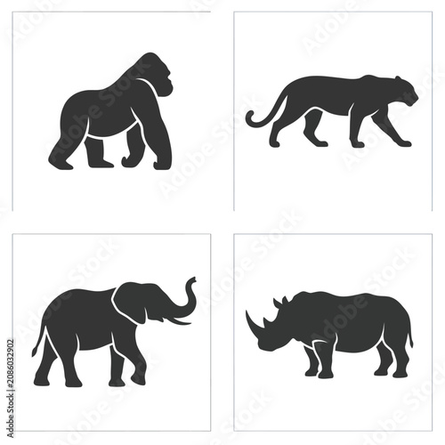 Canvas Print Silhouettes of various wild animals.