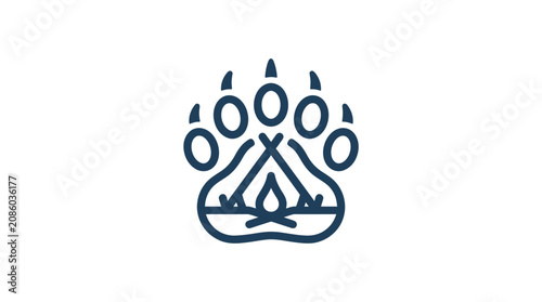 Quadro su tela Bear Paw Print Logo Design.