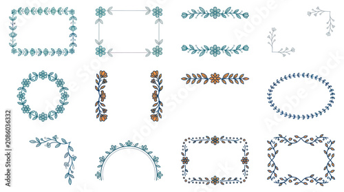 Canvas Print Collection of decorative floral borders.