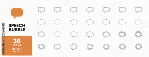 Εκτύπωση καμβά Set of thirty six speech bubble icons with editable strokes for modern communica