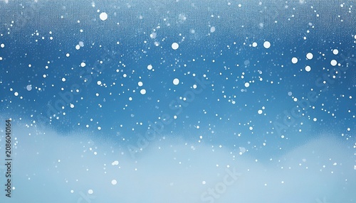 Tiny White Snow Dots Falling Softly Bright Pure Sky Blue Backdrop Snowfall Clipart