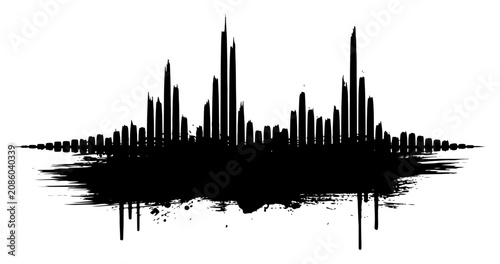 Photos Sound wave audio equalizer on black paint brushstroke with dripping ink