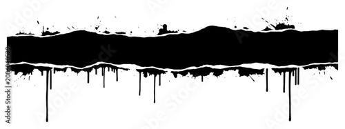 Photos Wavy black paint banner with top splatters and dripping bottom edge