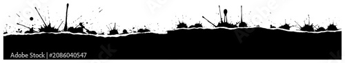 Fotografie Black paint bottom border with dynamic splashes and upward splatters