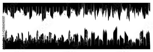 Tableau sur toile Jagged vertical spike borders forming a horizontal frame in stencil style