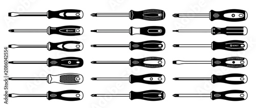 Fotografie Collection of Various Screwdriver Hand Tools for Maintenance and Repair Work