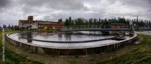 Modern sewage treatment plant, large water purification tank