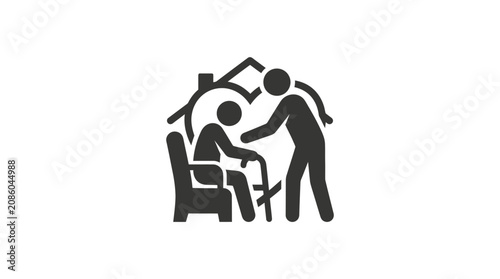 Fotografie Elderly woman with walker assisted by caregiver.