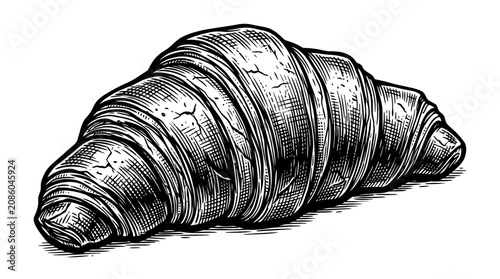 Foto Hand-drawn Croissant Illustration - Vintage Bakery Food Art