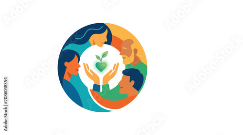 Diverse Community Nurturing Nature and Sustainability Concept