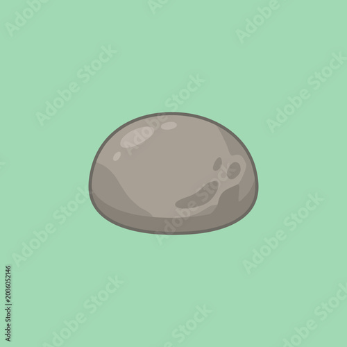 A minimalist illustration of a smooth grey stone on green