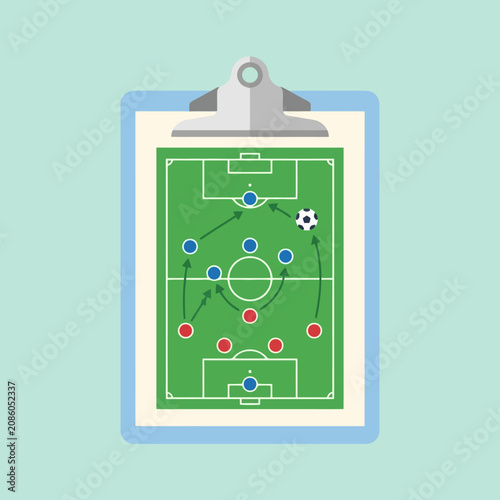 A soccer tactic board on a clipboard vector illustration