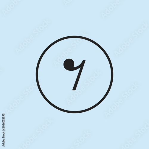 A simple musical rest symbol centered on a light blue background
