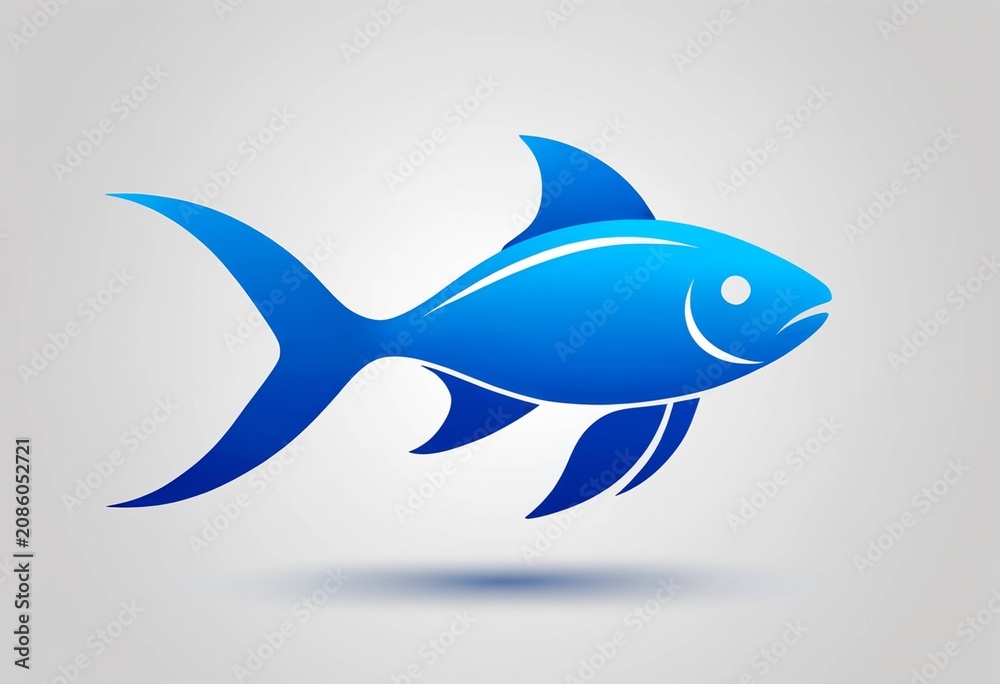 Fototapeta premium Vibrant Blue Abstract Fish Icon - Modern Sea Life Symbol for Design