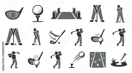 Quadro su tela Golf sport icons and people playing.