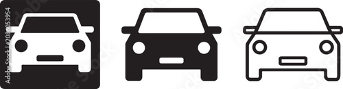 Front view car vector icon set.