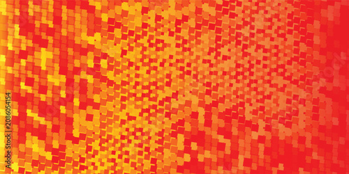 Vibrant red and yellow abstract geometric background with diagonal pixel gradient pattern eps10