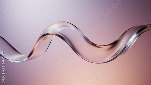 Schilderij op canvas Translucent glass ribbon wave on soft pastel gradient