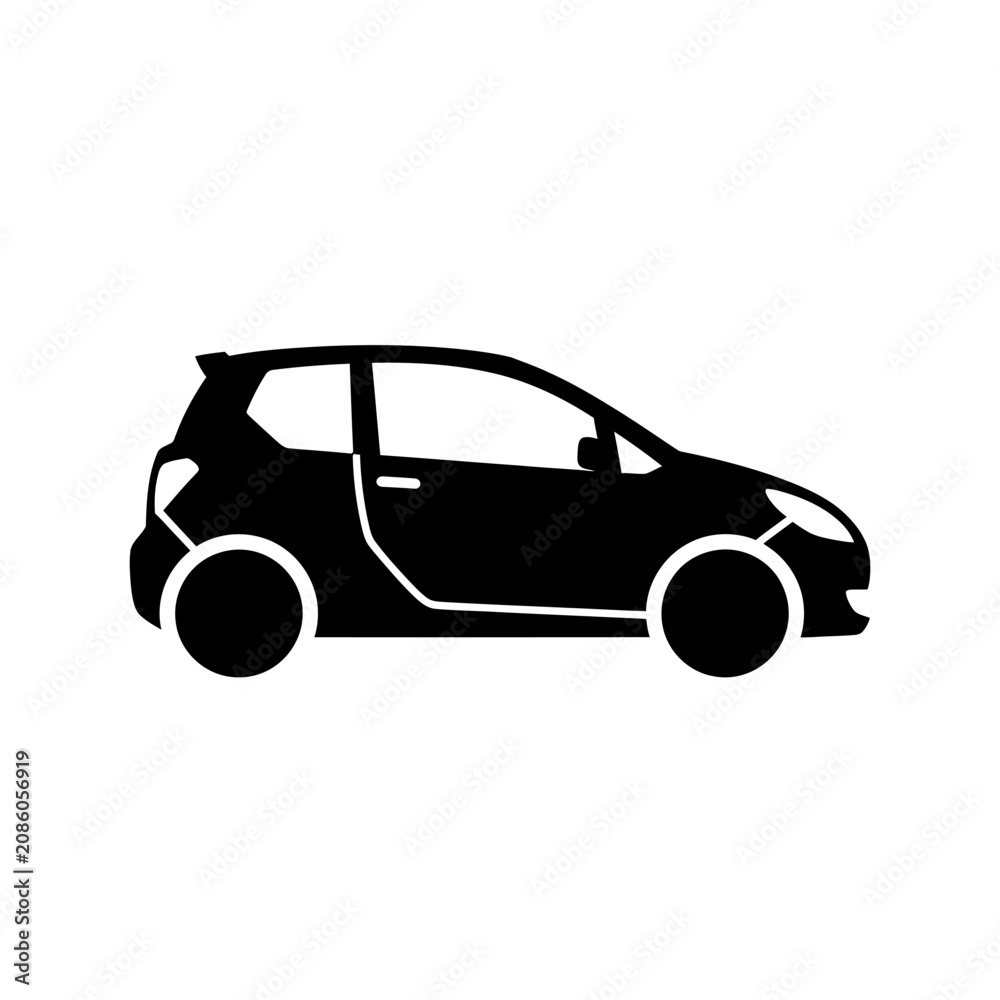 Fototapeta premium Modern Compact Car Silhouette Icon, Simple Vector Design
