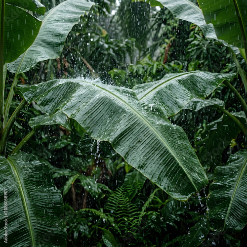 Close up of a green and white houseplant in garden.