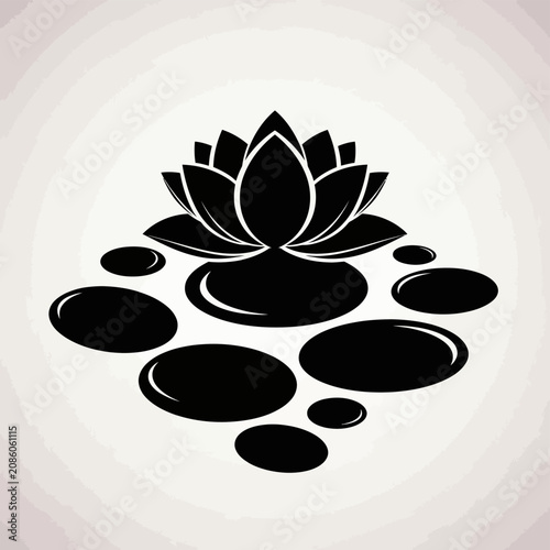 Zen lotus flower and stones icon