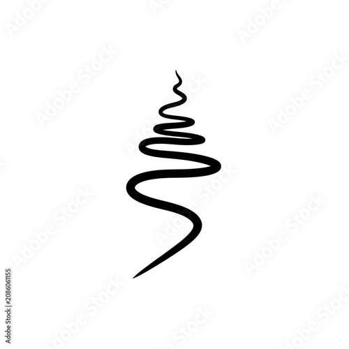 Abstract Black Line Wave on White Background