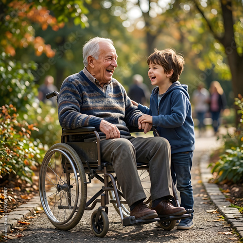 Elderly couple riding a tandem bicycle together outdoors.