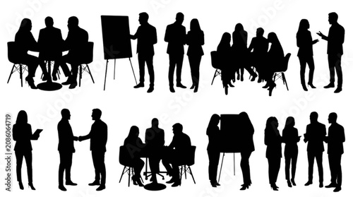 Group of people networking and socializing at business event isolated on transparent background, Vector