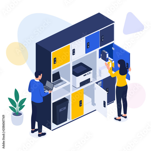 People Using Vending Machines in Modern Office Environment.