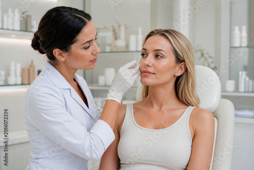 Doctor Planning Personalized Beauty Treatment For Woman