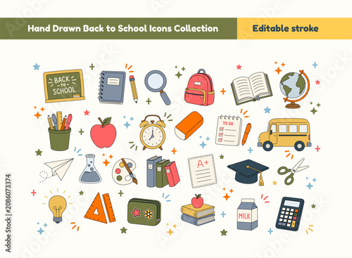 Hand Drawn Back to School Icons Collection