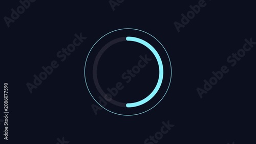 Minimalist blue loading circle animation loop for digital interface and user experience 4k progress