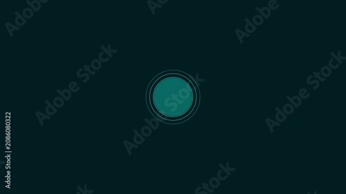 Minimalist teal circle pulse animation with concentric rings on dark 4k background
