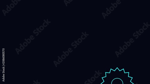 Neon gear loading animation loop, digital technology progress minimalist ui for software interface and web development 4k